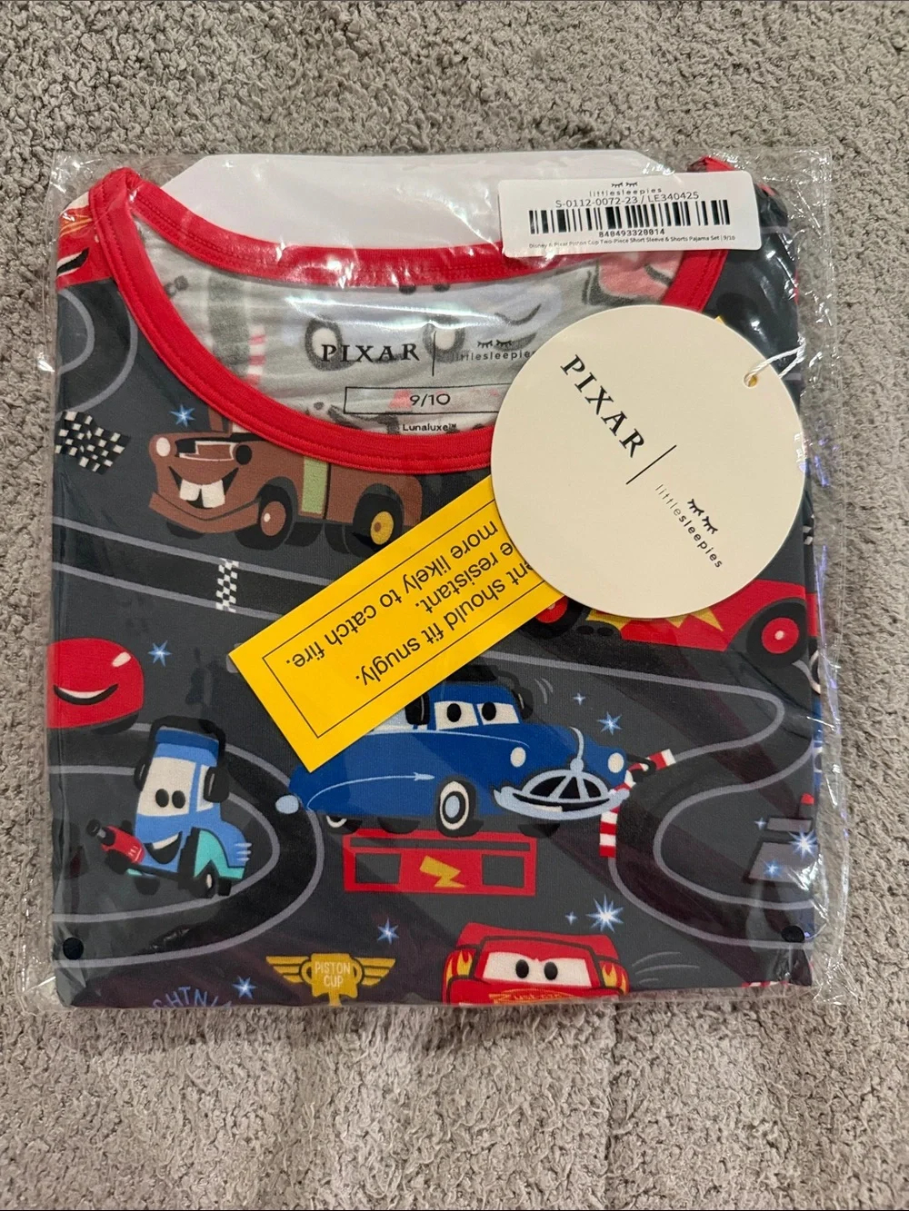 Little Sleepies Black and Red Pixar Cars Short Sleeve Pajama Top